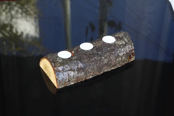 Kerze Holz Handgefertigte Kronleuchter Dekoratives Licht Antik — Stockfoto