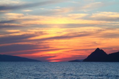 Deniz kenti Bodrum ve muhteşem gün batımları. Mugla, Türkiye