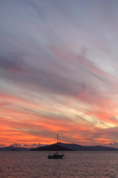 Küstenstadt Bodrum Und Spektakuläre Sonnenuntergänge Mugla Türkei — Stockfoto