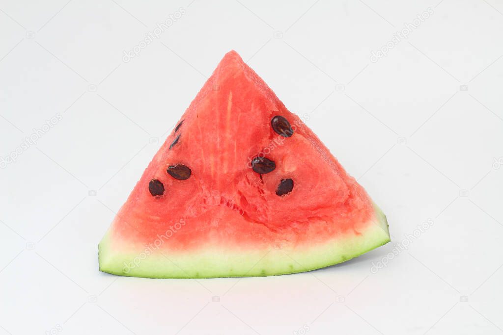 Watermelon slice isolated on white background with clipping path.