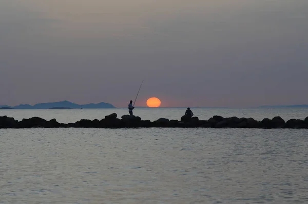 Pescador Junto Mar Turgutreis Bodrum —  Fotos de Stock