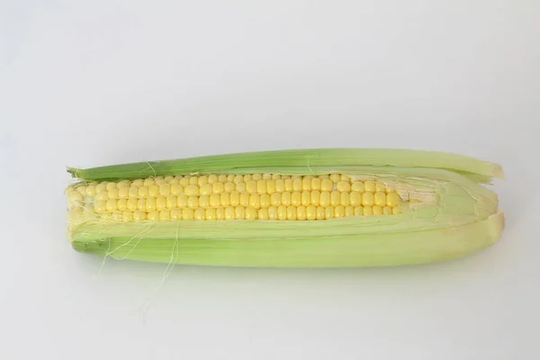 Сырая Кукуруза Белом Фоне — стоковое фото