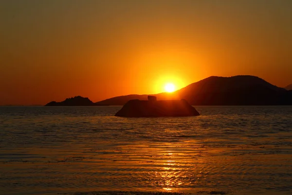 Захід Сонця Над Озером Мугла Туреччина — стокове фото