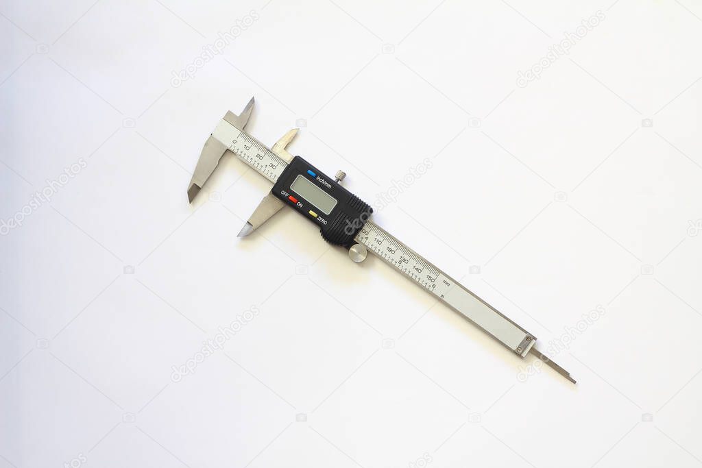 Digital electronic vernier calipers isolated on white background