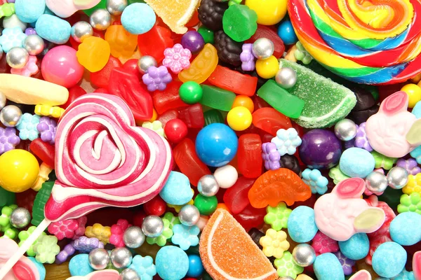 Assorted Variety Sweet Sugar Candies Includes Lollipops Gummy Bears Gum Stock Picture