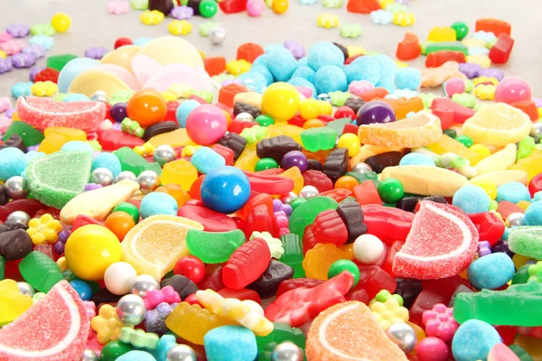 Assorted Variety Sweet Sugar Candies Includes Lollipops Gummy Bears Gum Stock Picture