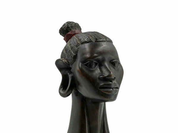 Afrikanska antik Svart Färgad huvudet av en kvinna som isolerad på vit bakgrund — Stockfoto