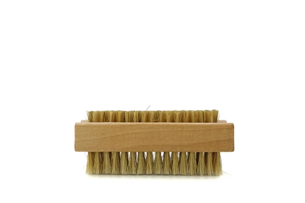 Holzhandwaschbürste isoliert auf weißem Hintergrund — Stockfoto