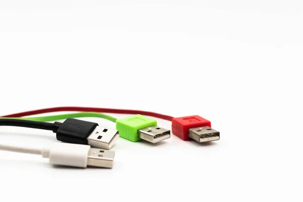 Разъем Usb Диффузным Проводом Изолирован Белом Фоне — стоковое фото