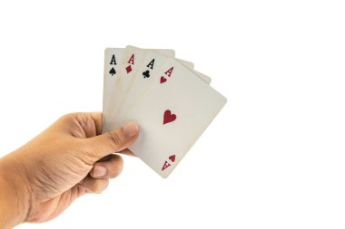 Adam izole, oyun kartı, dört as elinde as