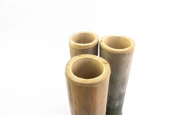 Tubo Bambú Aislado Sobre Fondo Blanco Agujero Del Tubo Bambú — Foto de Stock