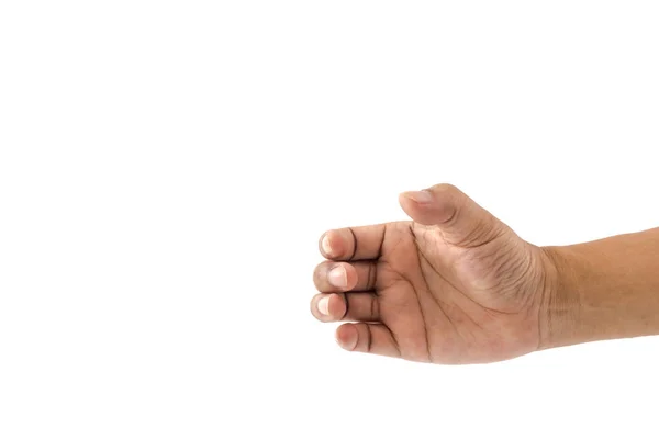 Рука Человека Показывает Жест Ручки Изолированное Белом Фоне — стоковое фото