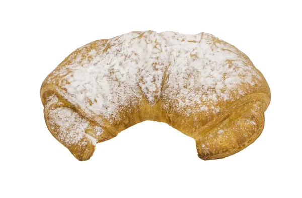 Croissant Con Polvere Isolata Fondo Bianco — Foto Stock