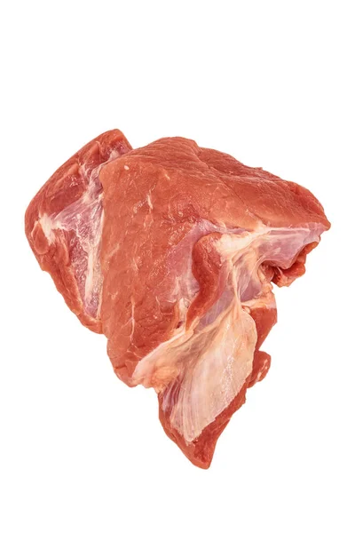 白地に隔離された新鮮な生肉の欠片 — ストック写真