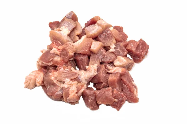 Bitar Skivad Rått Kött Isolerat Vit Bakgrund — Stockfoto