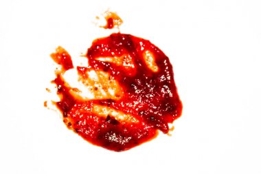 beyaz arka planda ketçap. kırmızı noktalar