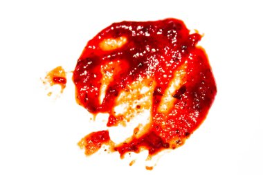 beyaz arka planda ketçap. kırmızı noktalar