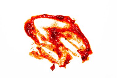 beyaz arka planda ketçap. kırmızı noktalar