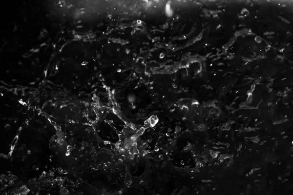 Water Splash Dark Drops Water Flying Defocused Bokeh — Stock Photo, Image