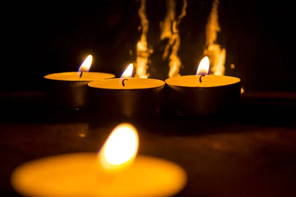 Burning Candles Dark — Stock Photo, Image