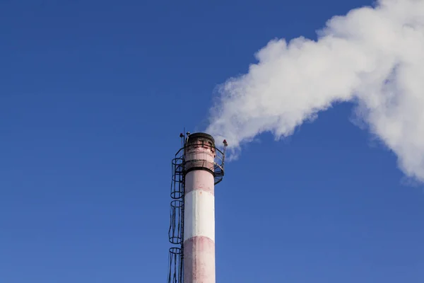 Leidingen Waarvan Rook Milieuvervuiling Ecologie Achtergrond — Stockfoto
