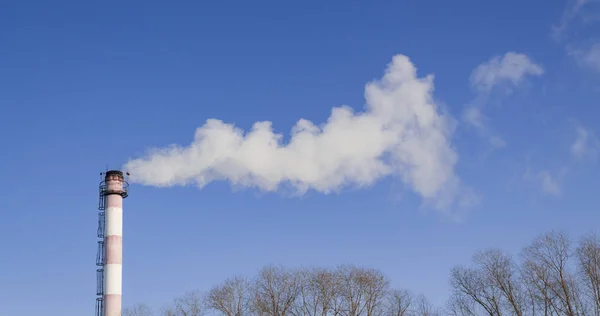 Tuberías Las Que Hay Humo Contaminación Ambiental Ecología Fondo — Foto de Stock