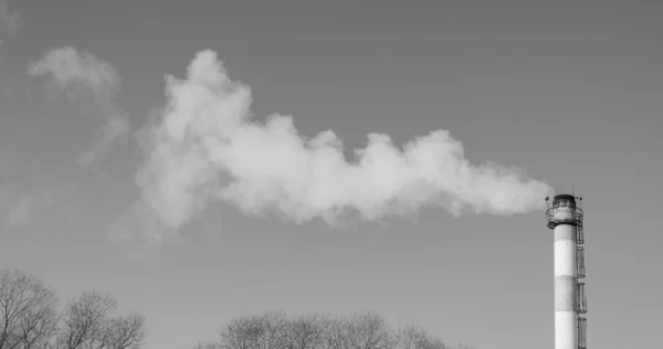 Tubos Partir Dos Quais Fumaça Poluição Ambiental Ecologia Fundo — Fotografia de Stock