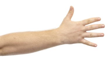 parmakları beyaz bir arka plan üzerinde yayılmış el, izole