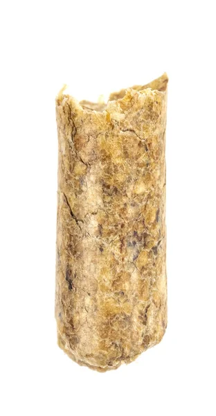 Pellet Legno Marrone Isolato Sfondo Bianco Mucchio Naturale Pellet Legno — Foto Stock
