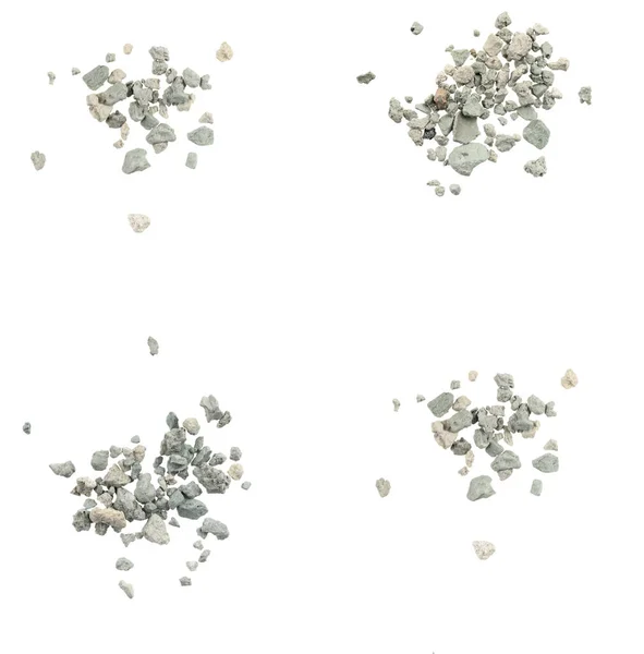 Cinza Pequenas Rochas Textura Chão Isolado Fundo Branco Pedra Pequena — Fotografia de Stock