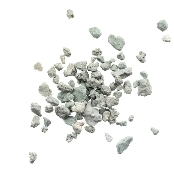 Gris Pequeñas Rocas Textura Del Suelo Aislado Fondo Blanco Piedra —  Fotos de Stock