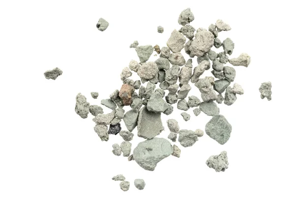 Cinza Pequenas Rochas Textura Chão Isolado Fundo Branco Pedra Pequena — Fotografia de Stock