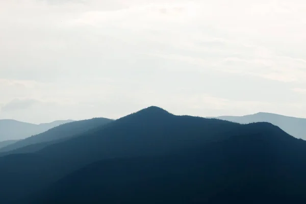 Dark Silhouettes Mountains Sunset Mountain Landscape — Stock Photo, Image