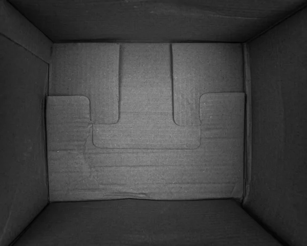 Empty Black Cardboard Box Background Texture Top View — Stock Photo, Image