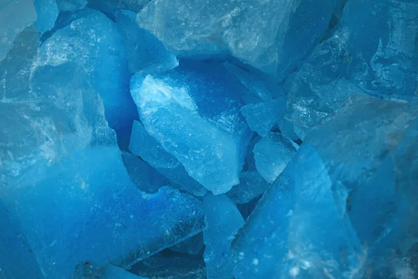 Pedaços Vidro Gelo Azul Esmagado Rachaduras Textura Fundo Close Água — Fotografia de Stock