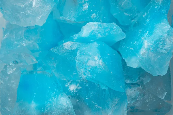 Pedaços Vidro Gelo Azul Esmagado Rachaduras Textura Fundo Close Água — Fotografia de Stock