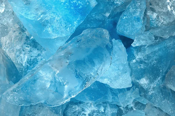 Bitar Krossat Blått Glas Sprickor Bakgrund Konsistens Närbild Fryst Vatten — Stockfoto