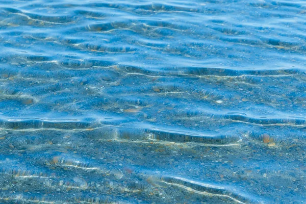 Mar Superfície Água Azul Com Ondas Perto Costa Textura Fundo — Fotografia de Stock