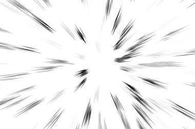 Beyaz arka planda Bokeh siyah çizgileri. Soyut ışık hızı hareket bulanık dokusu. Yıldız parçacığı veya uzay yolculuğu