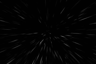 Siyah arkaplan üzerindeki Bokeh beyaz çizgileri, soyut hız ışık hareketi bulanık dokusu, parçacık veya uzay yolculuğu, siyah ve beyaz ekstrüzyon etkisi