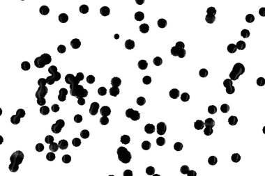 Beyaz arka planda siyah boya damlaları var.