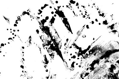 Beyaz arka planda siyah boya damlaları var.