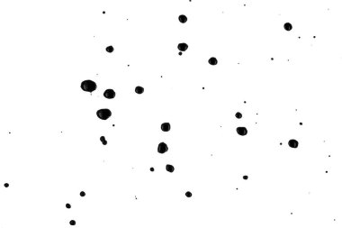 Beyaz arka planda siyah boya damlaları var.