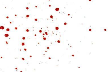 Beyaz arka planda kırmızı kan sıçramış.