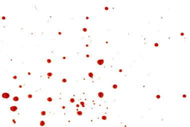 Beyaz arka planda kırmızı kan sıçramış.