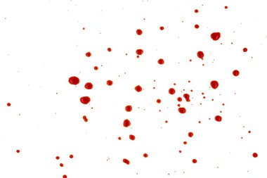 Beyaz arka planda kırmızı kan sıçramış.