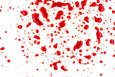 Beyaz arka planda kırmızı kan sıçramış.