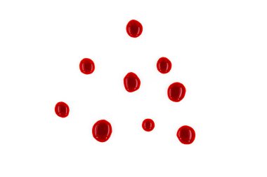 Beyaz arka planda kırmızı kan sıçramış.