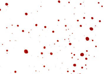 Beyaz arka planda kırmızı kan sıçramış.