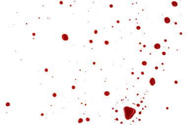 Beyaz arka planda kırmızı kan sıçramış.